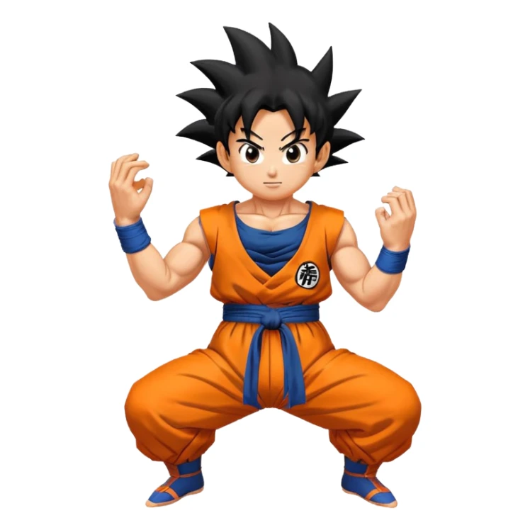 Goku from Dragon Ball Z, spiky black hair, orange gi sticker