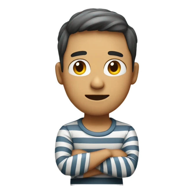 striped shirt with crossed arms and closed eyes sticker