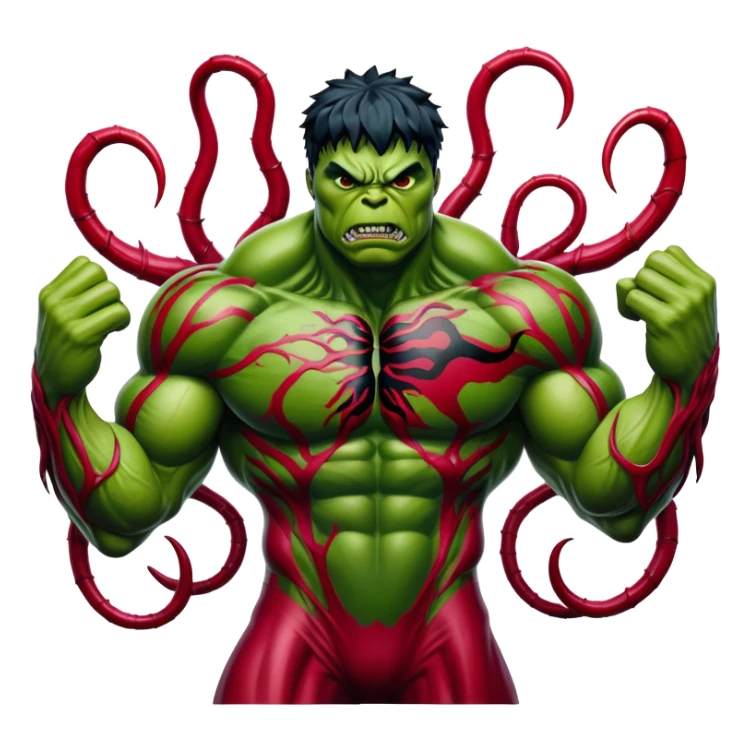 Hulk with Carnage symbiote, green monster covered in red alien substance with black details sticker