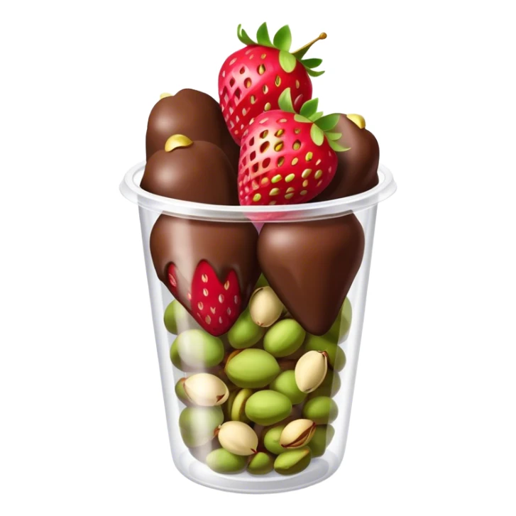 Chocolate covered Strawberries with pistachios in a plastic cup sticker