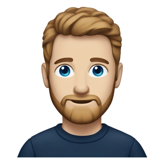 irish man blue eyes, brown short receding hair and short beard, wearing a smart navy blue jumper. sticker