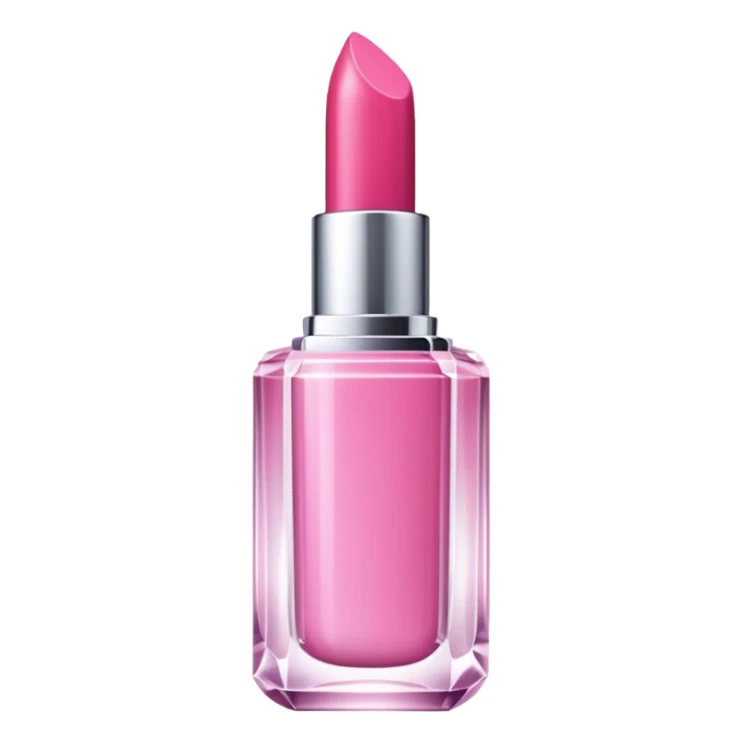 A glossy pink lipstick with a crystal-clear casing. sticker
