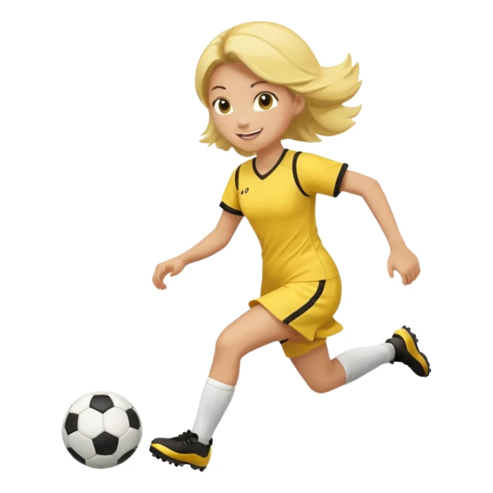 kids play soocer in yellow dress sticker