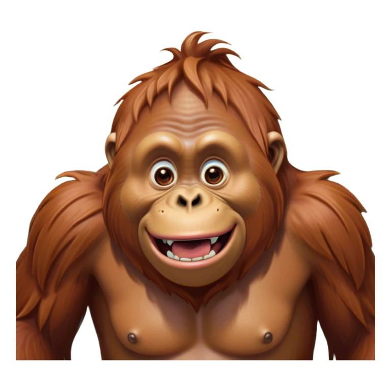 Cinematic Comical Orangutan Portrait Emoji, Head tilted dramatically with an exaggeratedly shocked expression, featuring a robust, animated face with wide, comically expressive eyes full of humorous disbelief, Simplified yet hilariously expressive features, highly detailed, glowing with a slightly sassy glow, high shine, dramatic yet playful, stylized with an air of quirky jungle attitude, soft glowing outline, capturing the essence of a meme-worthy orangutan that looks ready to side-eye its way into viral fame! sticker