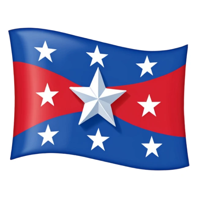 Juneteenth flag simple clean with a white star and starburst on red and blue background sticker