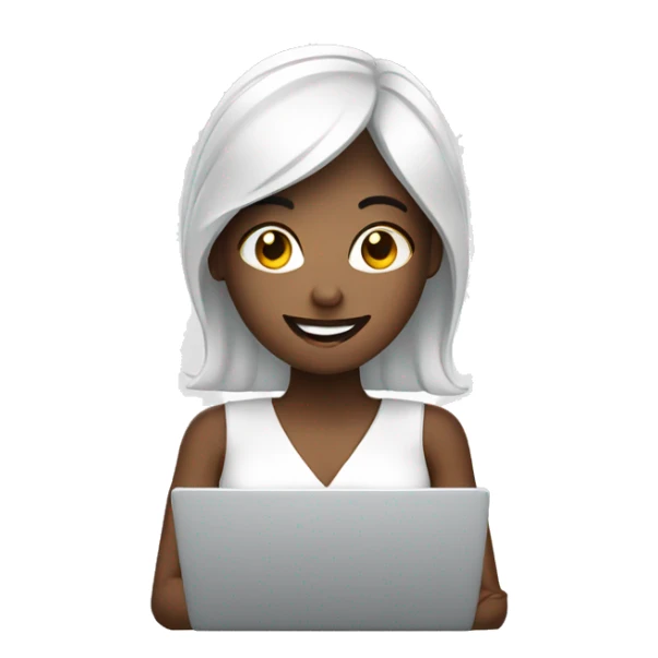create an happy women helpdesk with their laptop, white skin sticker