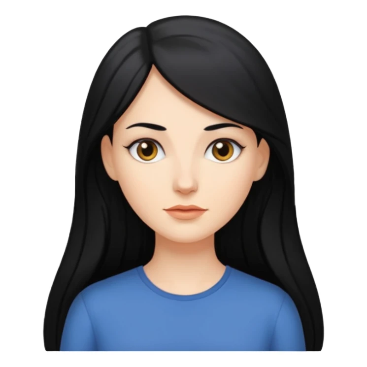 femme blanche, cheveux long, lisse et noir sticker