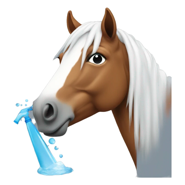A horse looking sad holding an water gun sticker