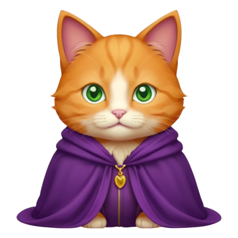 baby orange cat green eyes, in purple cloak sticker