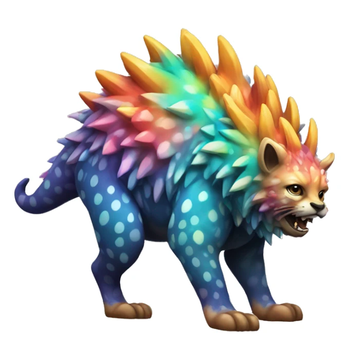 a colorful edgy vernid-fionbri-animal-creature with splash patterns full body sticker
