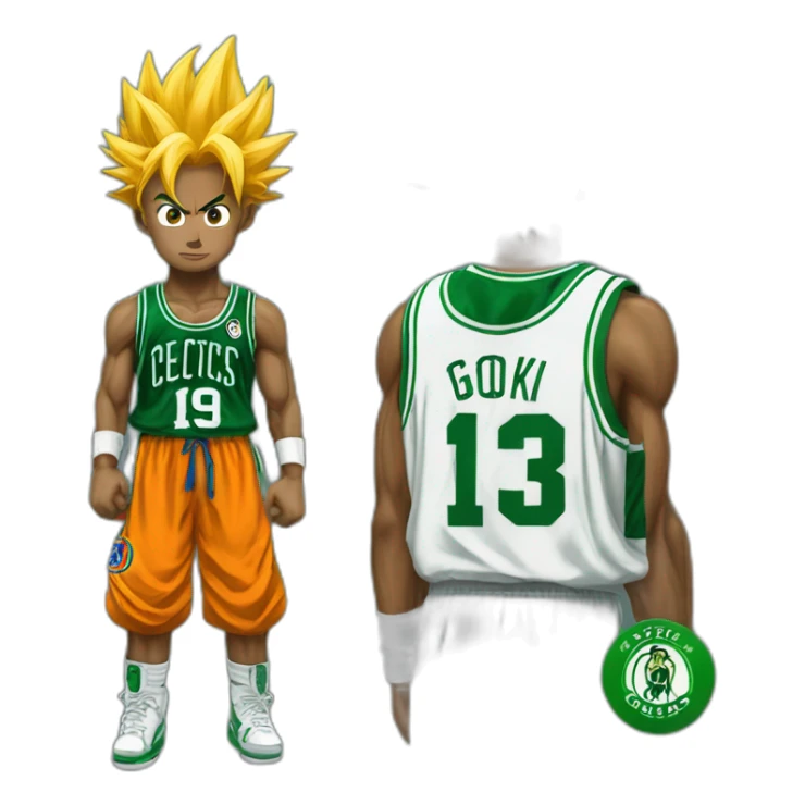 Goku super sayain with Celtics jersey sticker