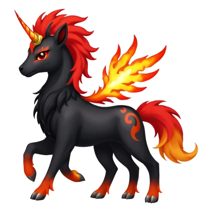 Shiny Exotic Gothic Rapidash-Houndoom-Pokémon-Fakémon-hybrid-creature sticker