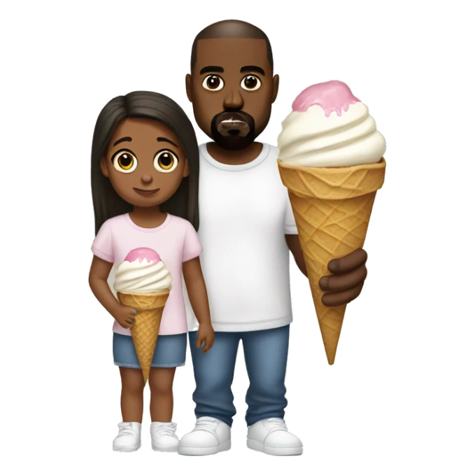 Kanye west with ice cream and his daughter sticker