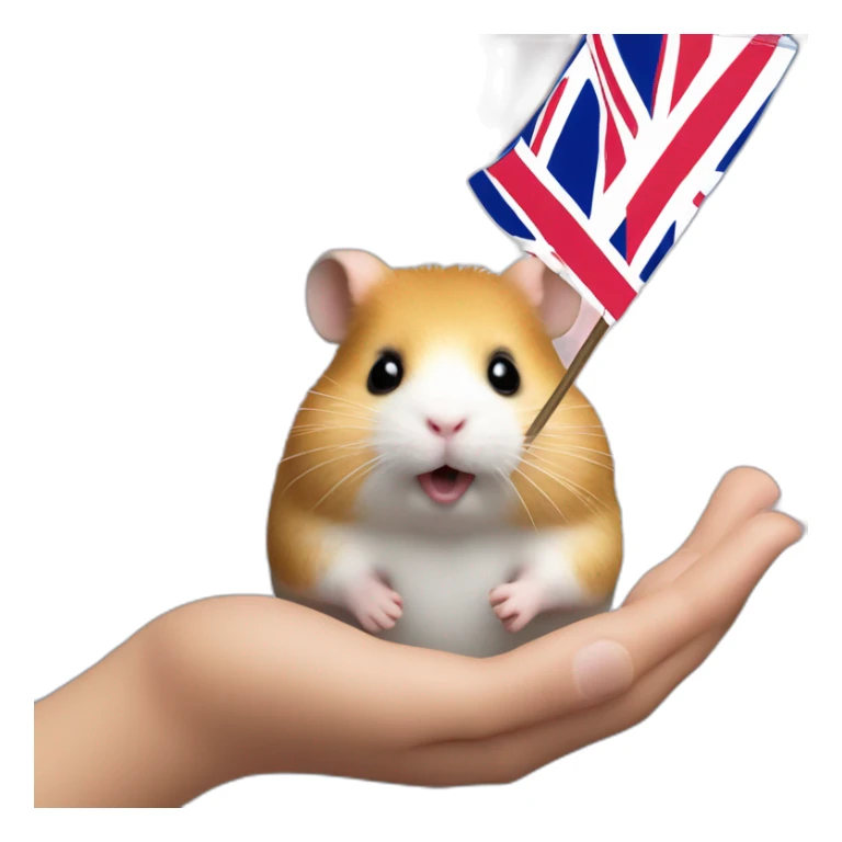Fat hamster waiving small uk flag in the hand sticker