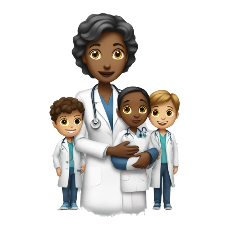 woman-doctor-with-children sticker