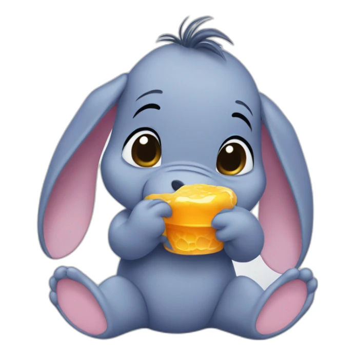 Baby Eeyore eating honey  sticker