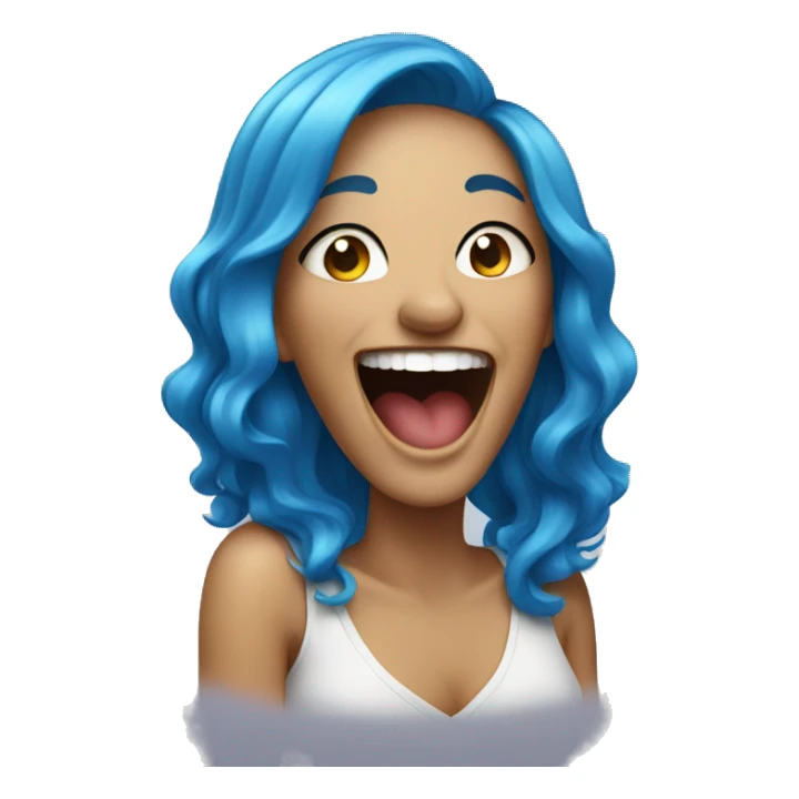 Lady laughing with blue hair  sticker