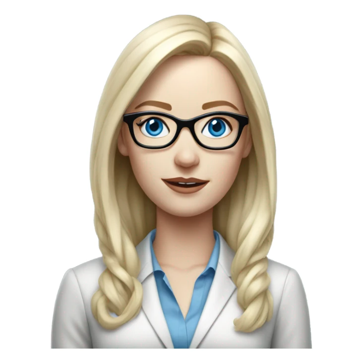 Hyper Realistic pale beautiful corporate woman with glasses and blue eyes sticker