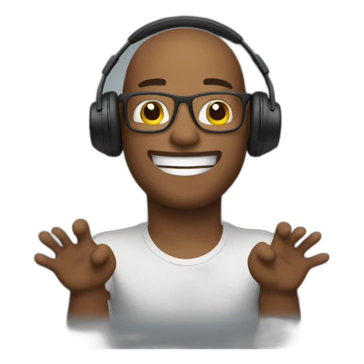 man with headphones on and arms out  sticker