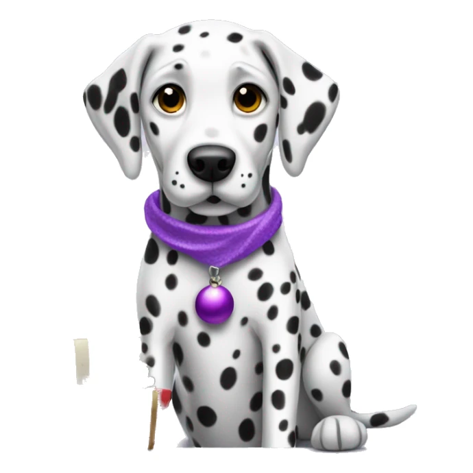 Dalmatian wearing purple Christmas ate sticker