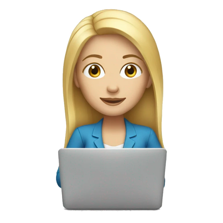 blonde white woman working on laptop sticker