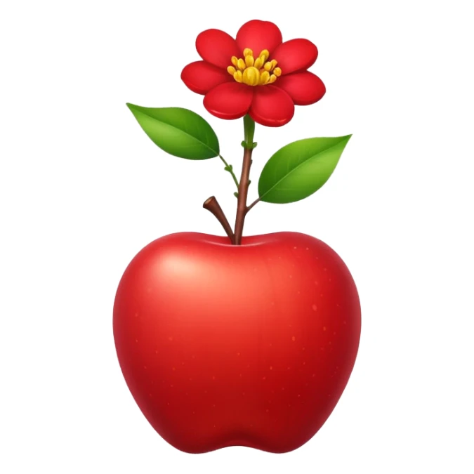 apple growing a flower out of the top sticker