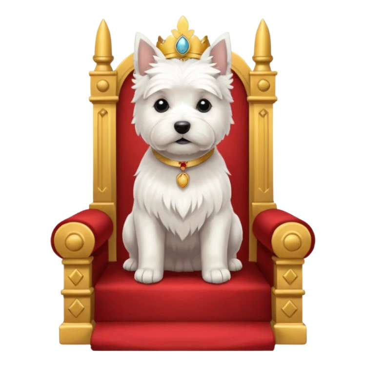 a west highland terrier sitting on a throne with people bowing at his feet  sticker