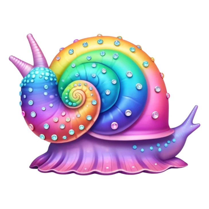 pastel neon rainbow bedazzled kawaii sea snail sticker