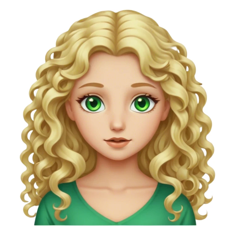 Blonde girl with green eyes and long curly hair sticker