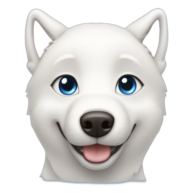 White Happy husky  blue eyes without eyebrows sticker
