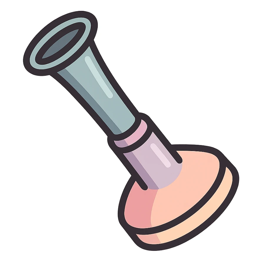 Pinnard stethoscope angled view, focus on bell, icon-color-outlined style, detailed shadows and highlights, thin clean contours, soft rounded shapes, pastel palette #98B5BC, #B5B3C1, #C9A3C9, #E4C0CA, #F7DCD1, #F7C0AA, modern Japanese pop art and sticker aesthetic, soft lighting, transparent background sticker
