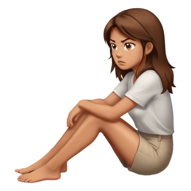 angry woman with brown hair sitting on a floor in profile avoiding conversation sticker