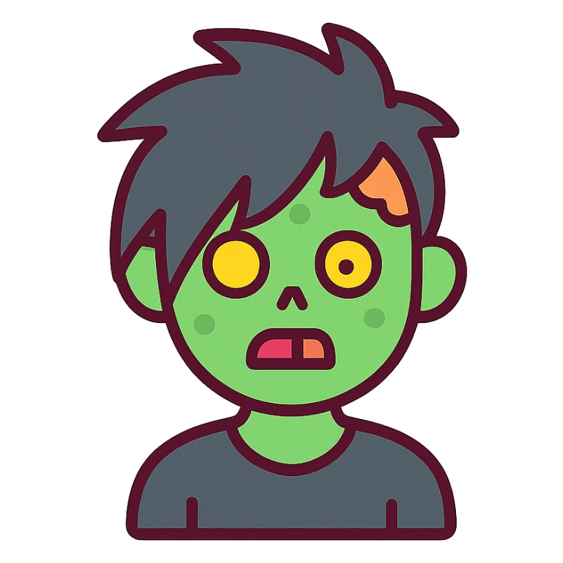 zombie boy with spiky emo hair and black shirt sticker