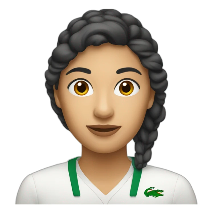 Latin woman using Lacoste  sticker