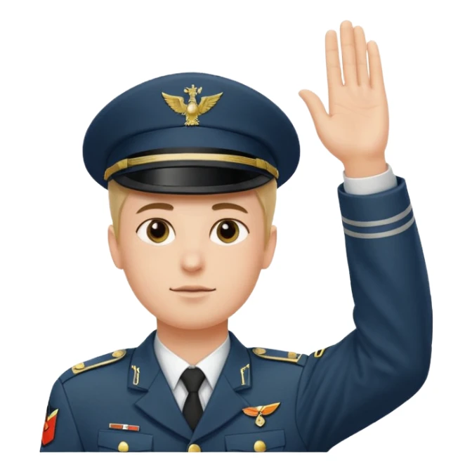 Solider giving a German salute with his hand held high and straight diagonally upward viewed from the side sticker