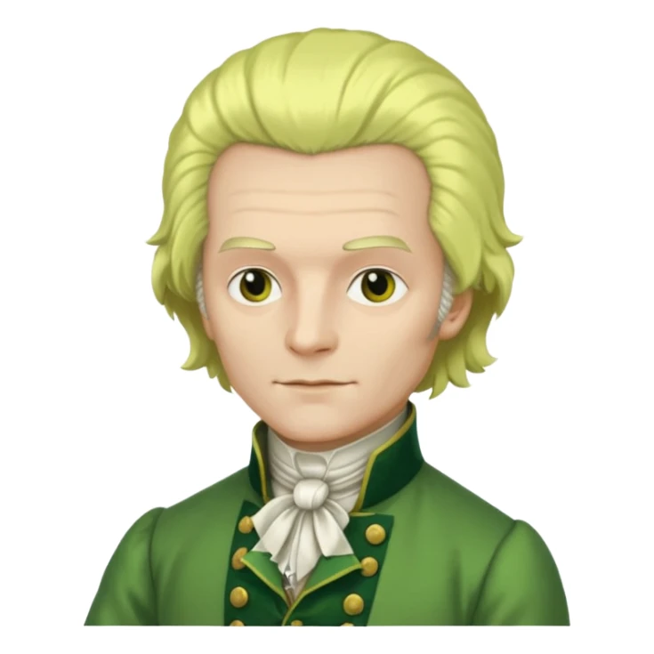 Maximilien Robespierre in a green and yellow gown sticker