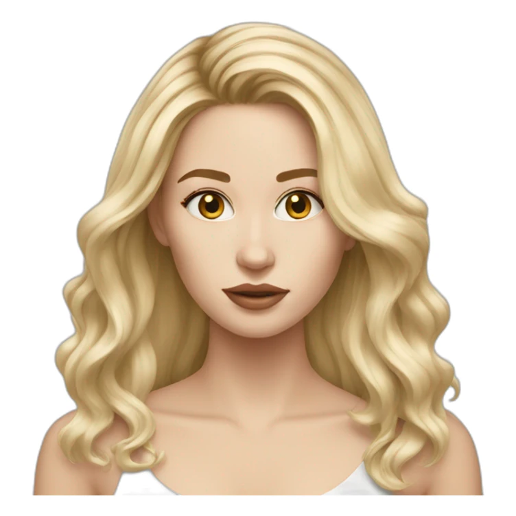 White women, long blonde balayage hair, no emotion sticker