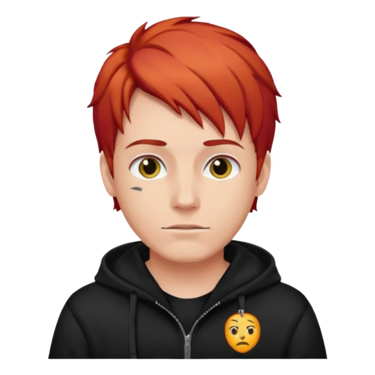 man with red hair and black hoodie sticker