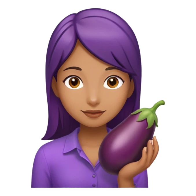 Girl holding eggplant  sticker