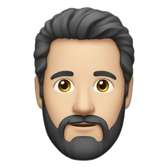 German man at 35 years with middle long black hair and beard sticker