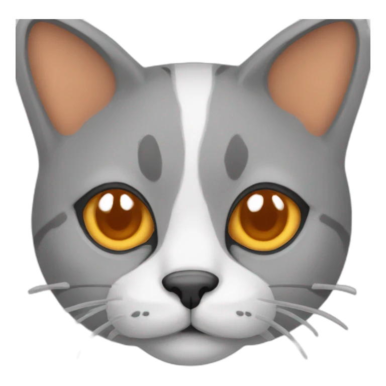 cat with white nose, one ear orange, and the other ear grey sticker