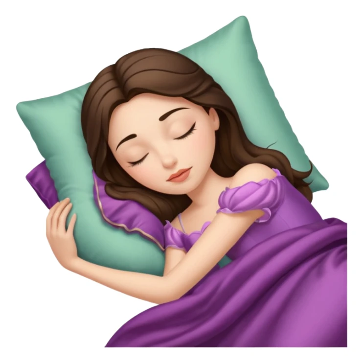 sleeping beauty brunette white girl with a silk pillow sticker