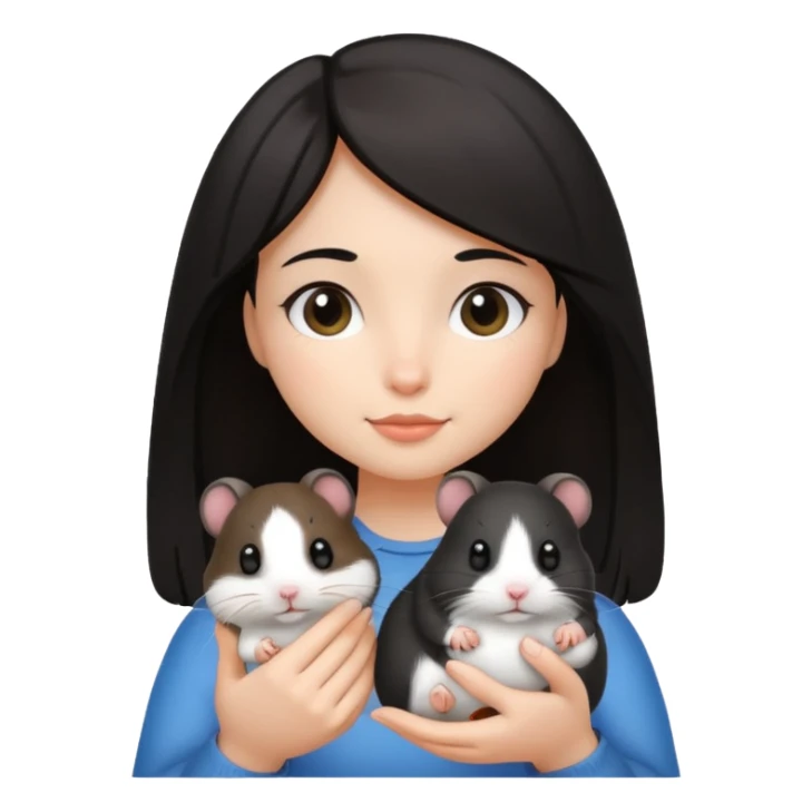 darkhair girl with black and white hamster  sticker