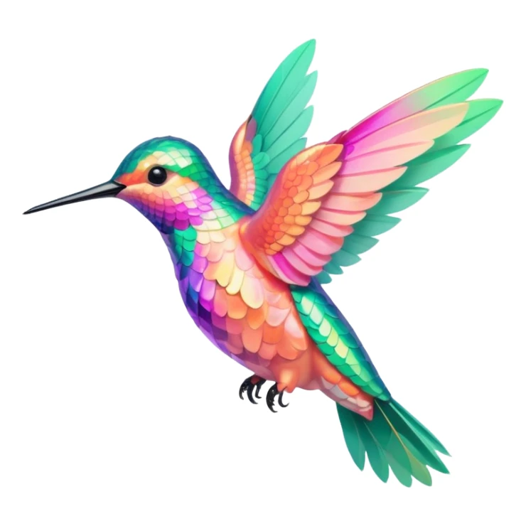peach pink and mint humming bird, verywarm colours  sticker