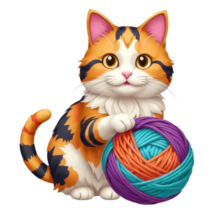 A playful cat leaning over the basket edge, reaching for a yarn ball. sticker