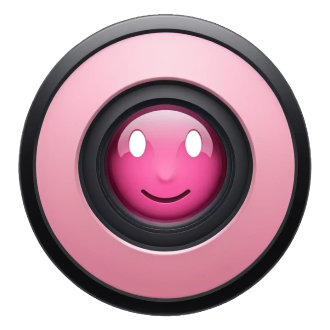 A round camera lens, apple emoji style, minimalist, with highlights, pink, no faces, no smileys, only lens, variant 7 sticker
