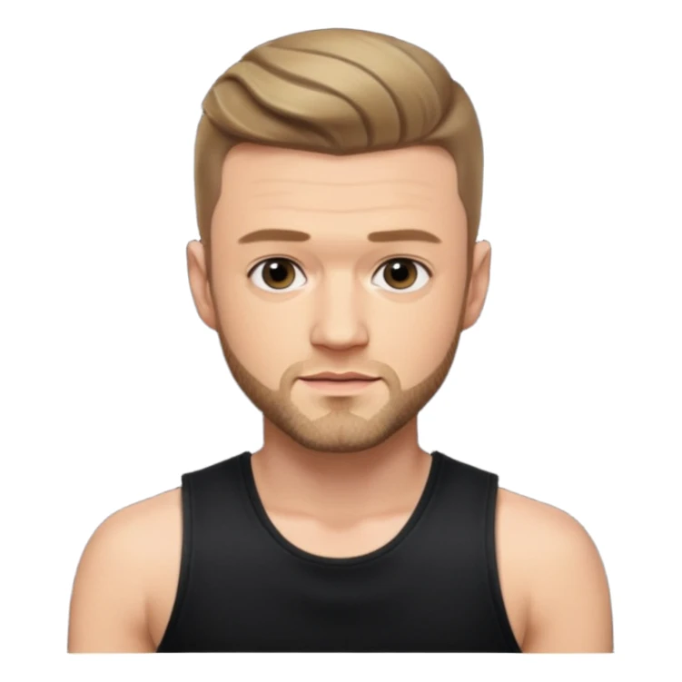 Justin Timberlake dark blonde hair, black tank top sticker