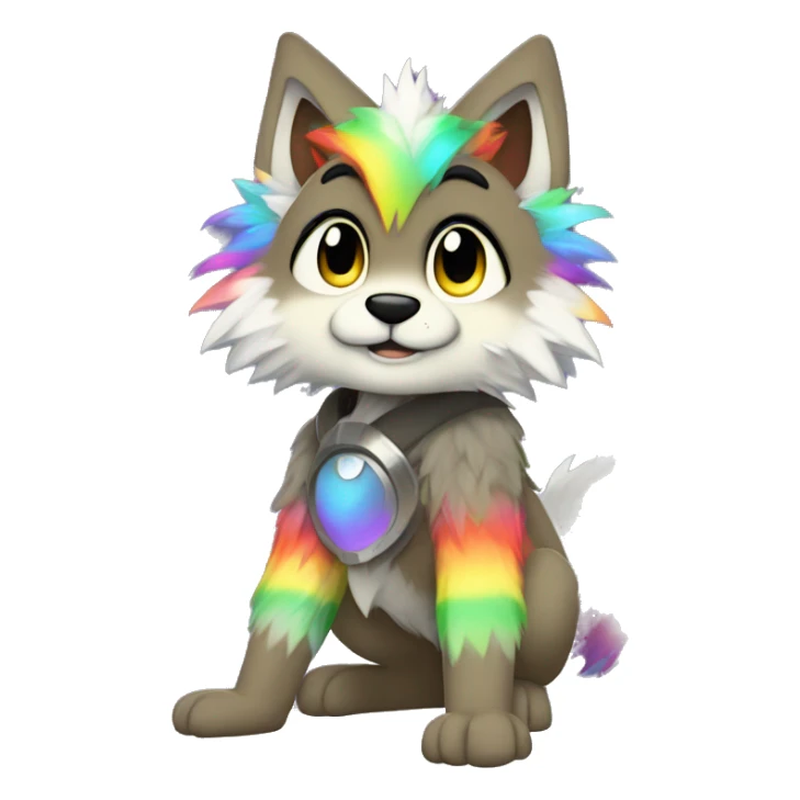 Furry, sparkle, rainbow, animal, anthro, full body, fursona, protogen sticker
