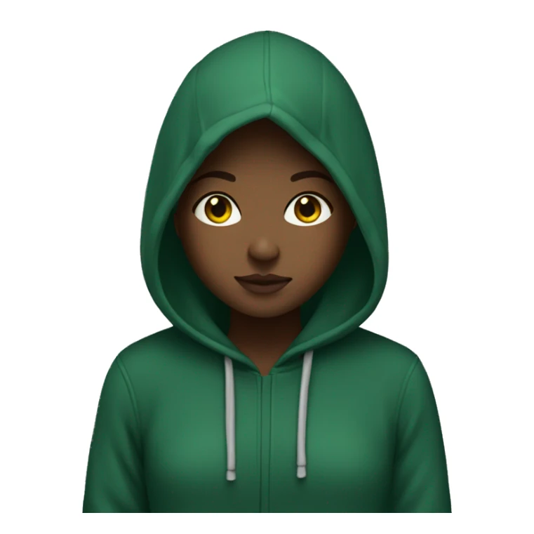 a girl with dark green hoodie sticker