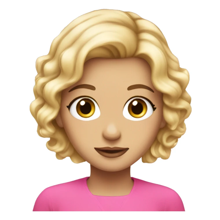 Blonde hair hazel eyes pink outfit make up sticker